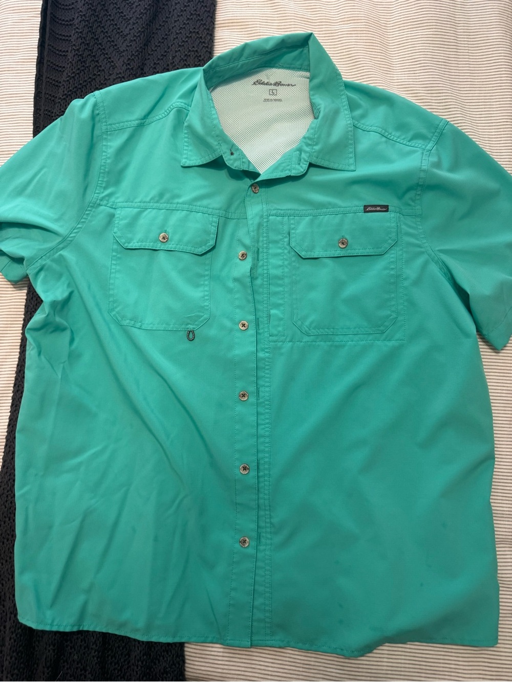 Eddie Bauer Men’s Teal Short-Sleeve Button-Down Shirt